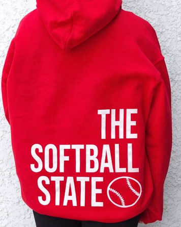 The Softball State Hoodie-Red