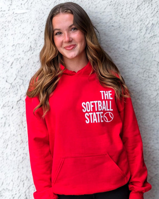 The Softball State Hoodie-Red
