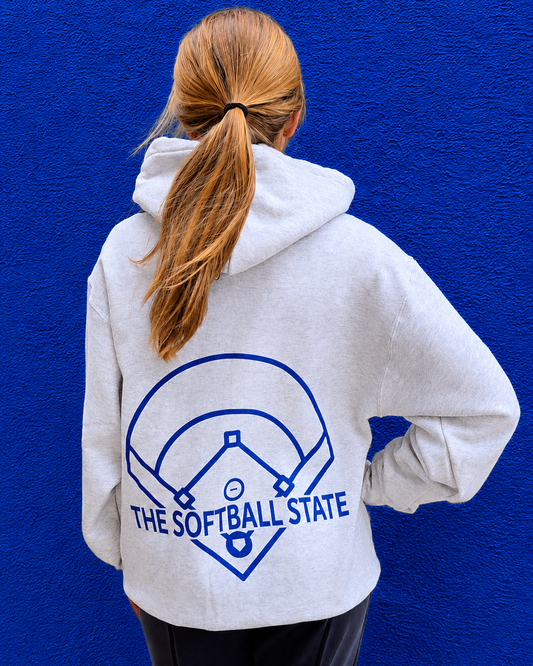Diamond State Softball Hoodie-Blue/Oatmeal Heather