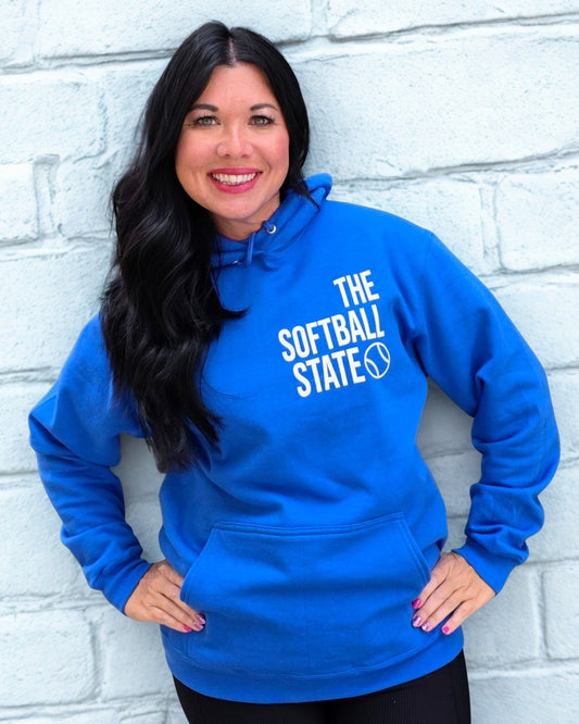 The Softball State Hoodie-Blue